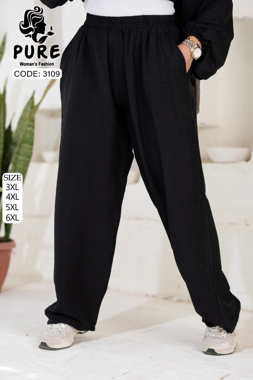 بنطلون كتان وايد ليج up to 6XL